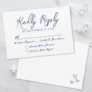 Cartão RSVP Casamento Azul Excêntrico Desenhado à Mão Capricho