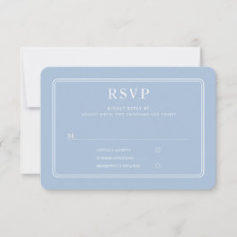 Cartão RSVP Casamento Azul Formal Elegante