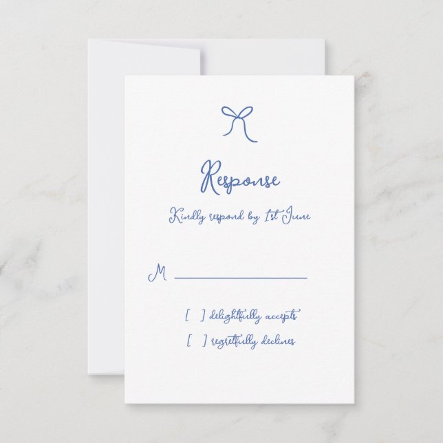 Cartão RSVP Casamento Azul Francês Arco Whimsical (Frente)