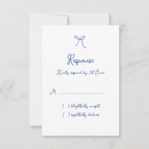 Cartão RSVP Casamento Azul Francês Arco Whimsical