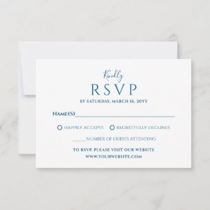Cartão RSVP Casamento Azul Luxo Minimalista