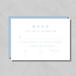 Cartão RSVP Casamento Azul Minimalista Elegante