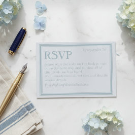 Cartão RSVP Casamento Azul Moderno Elegante à Beira-Mar