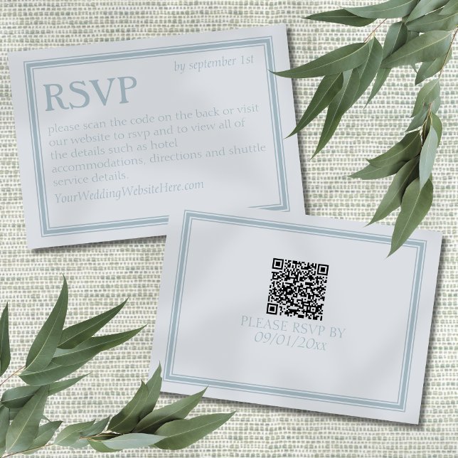 Cartão RSVP Casamento Azul Moderno Elegante à Beira-Mar (Invite guests to your coastal wedding day with this Elegant Coastal Blue Modern Wedding RSVP Card! )