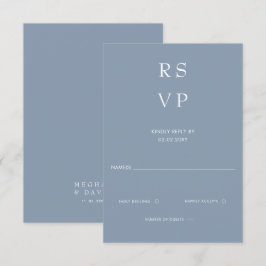Cartão RSVP Casamento Azul Moderno Mínimo Elegante Simples