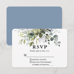 Cartão RSVP Casamento Azul Molhado Verde com Cor de Água Moder