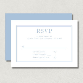 Cartão RSVP Casamento Azul Pó Elegante