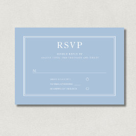 Cartão RSVP Casamento Azul Pó Minimalista