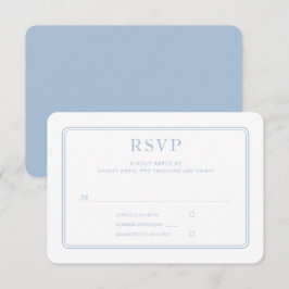 Cartão RSVP Casamento Azul Pó Moderno Elegante Formal