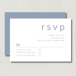 Cartão RSVP Casamento Azul Poeirento Elegante