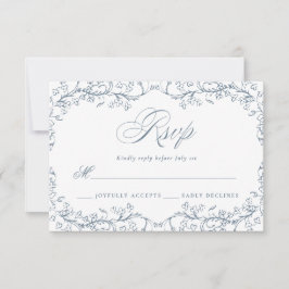Cartão RSVP Casamento azul romântico Chinoiserie antiga france