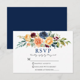 Cartão RSVP Casamento Azul-Verde Misturado