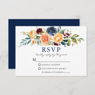 Cartão RSVP Casamento Azul-Verde Misturado