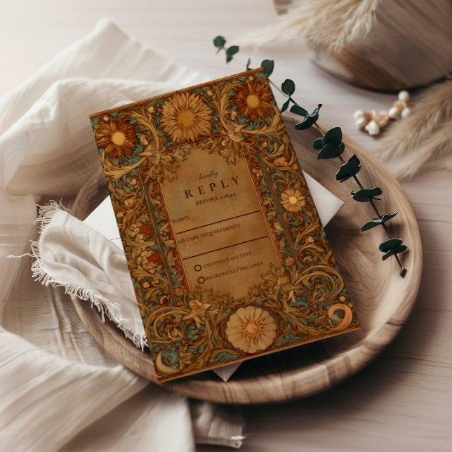Cartão RSVP Casamento Barroco Celestial Místico (Criador carregado)