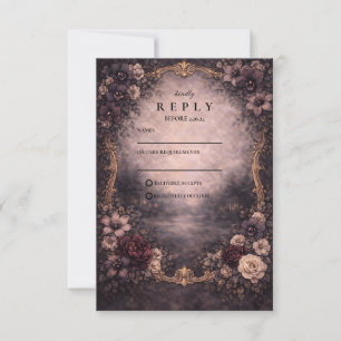 Cartão RSVP Casamento Barroco em Ouro Sombrio