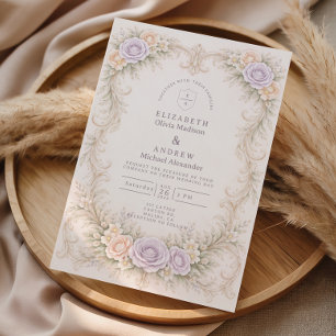 Cartão RSVP Casamento Barroco no Jardim com Beijo de Lavanda