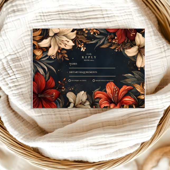 Cartão RSVP Casamento Barroco Romântico (Criador carregado)