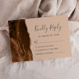 Cartão RSVP Casamento Bege Ágata Marrom Mocha
