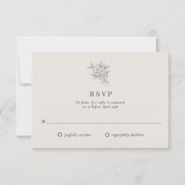 Cartão RSVP Casamento Bege Botânico Clássico