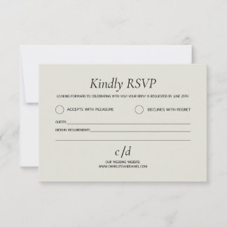 Cartão RSVP Casamento bege moderno minimalista