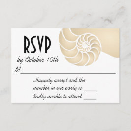 Cartão RSVP Casamento Beige Nautilus Shell Beach