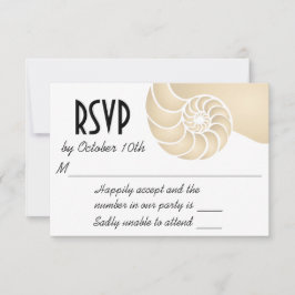 Cartão RSVP Casamento Beige Nautilus Shell Beach