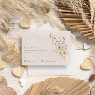 Cartão RSVP Casamento Boêmio de Flores Silvestres Rústico Boho