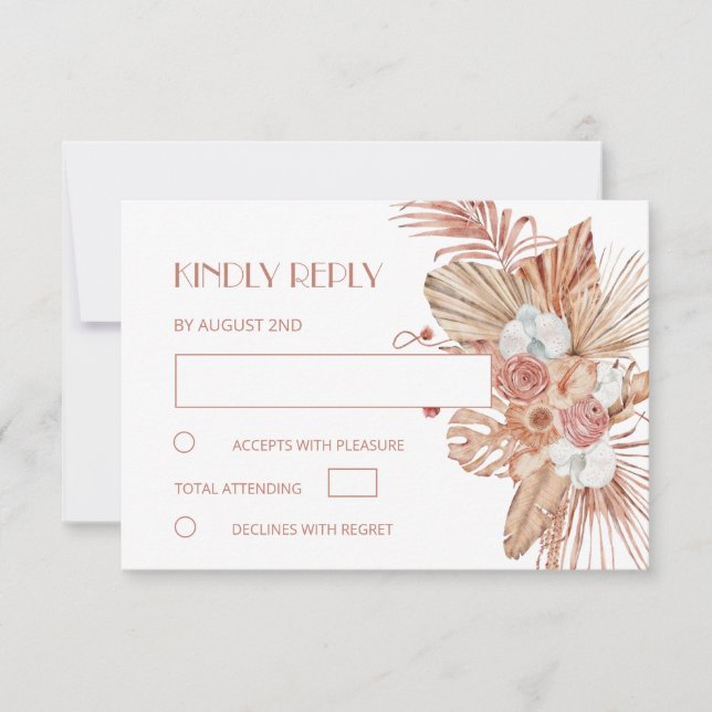 Cartão RSVP Casamento Boho Aquarela (Frente)