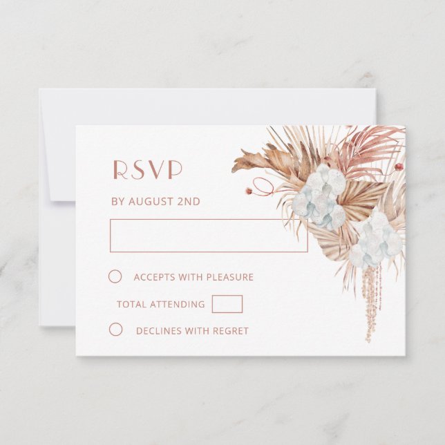 Cartão RSVP Casamento Boho Aquarela (Frente)
