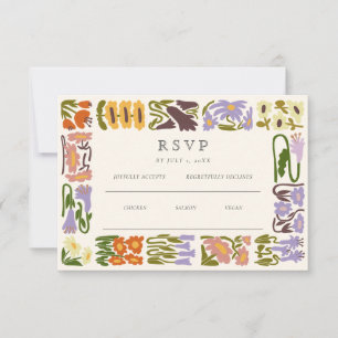 Cartão RSVP Casamento Boho Chic Moderno e Colorido