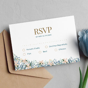 Cartão RSVP Casamento Boho com Flor Silvestre e Monograma Inic