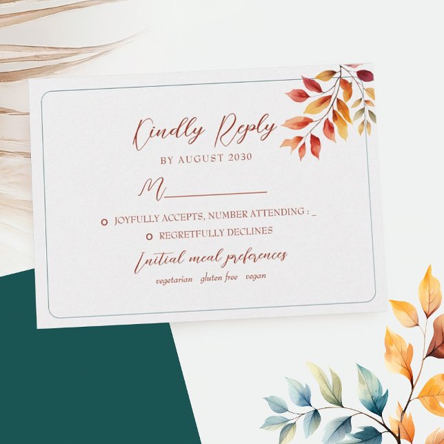 Cartão RSVP Casamento Boho de Outono (Criador carregado)