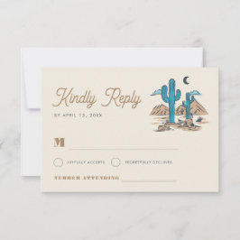 Cartão RSVP Casamento Boho Deserto Cacto Arizona Sudoeste