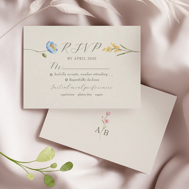 Cartão RSVP Casamento Boho Flor Silvestre (Criador carregado)
