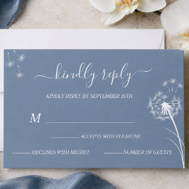 Cartão RSVP Casamento Boho Flor Silvestre Azul