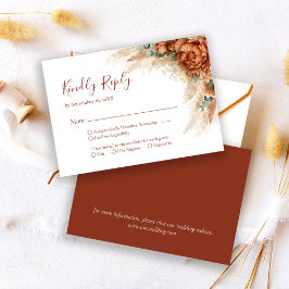 Cartão RSVP Casamento Boho Floral Romântico Caligrafia Elegant