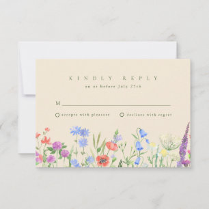 Cartão RSVP Casamento Boho Jardim Flor Silvestre Primavera