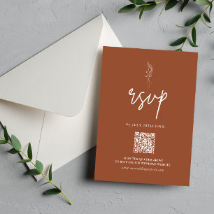 Cartão RSVP Casamento Boho Laranja Queimado de Terracota Minim