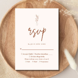 Cartão RSVP Casamento Boho Laranja Queimado de Terracota Minim