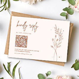 Cartão RSVP Casamento Boho Minimalista Terracota Laranja Queim