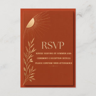 Cartão RSVP Casamento Boho Sol Terracota