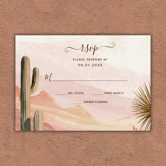 Cartão RSVP Casamento Boho Sudoeste Deserto Cacto Aquarela
