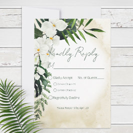 Cartão RSVP Casamento Boho Tropical Praia Aquarela