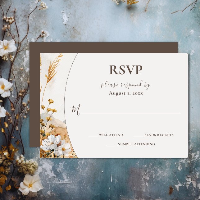 Cartão RSVP Casamento bonito Boho Mountain Wildflower (Pretty Boho Mountain Wildflower Wedding RSVP Card
)