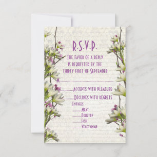 Cartão RSVP Casamento bonito de flores brancas florais R.S.V.P