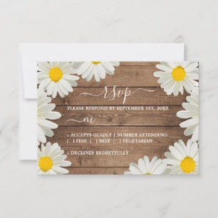 Cartão RSVP Casamento bonito de Madeira Branca Floral Russa