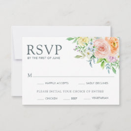 Cartão RSVP Casamento bonito Pastel Floral Meal Choice
