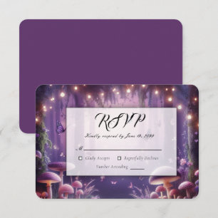 Cartão RSVP Casamento Borboletas Roxas e Céus Estrelados