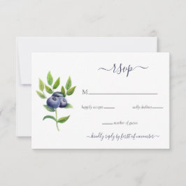 Cartão RSVP casamento botânico azul-aquarela azul