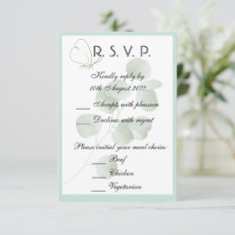 Cartão RSVP Casamento Botânico Boho Personalizado de Eucalipto